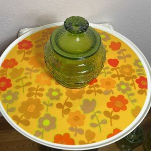 MCM Vintage Resin Mod Daisy Floral Orange, Yellow & Green Tray
